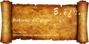 Baksay Ágnes névjegykártya