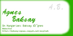 agnes baksay business card